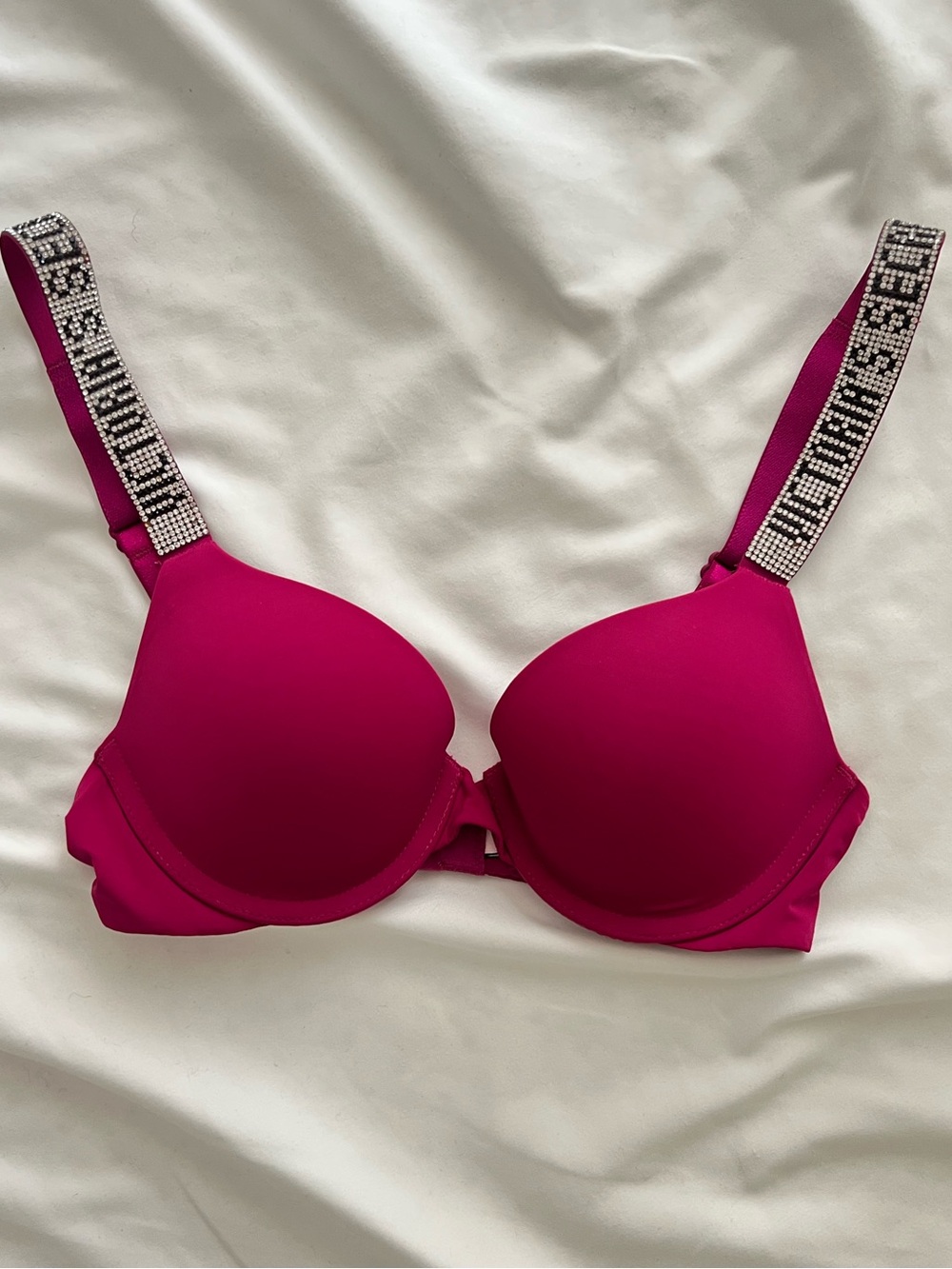 Victorias Secret Rhinestone Berry T-Shirt Push Up Bra Size 30A